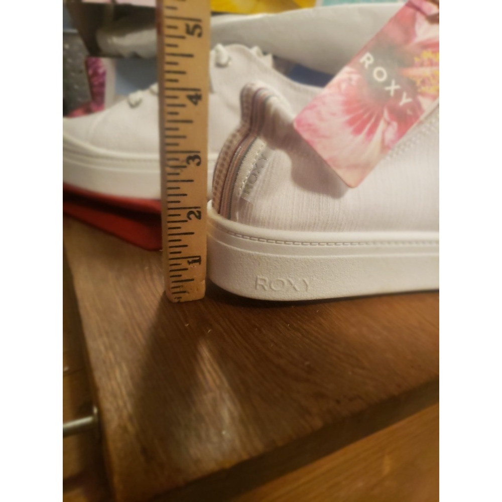 NEW Roxy Womens Bayshore WHITE PLATFORM Slip on Shoe Sneaker Sz 8.5 Beach Canvas - Picture 5 of 7